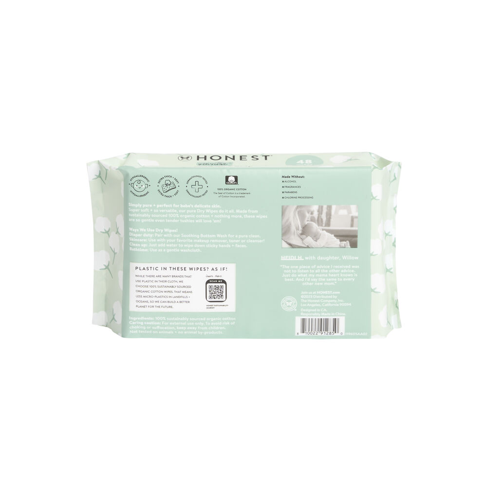 Honest Dry Wipes, 48 Count